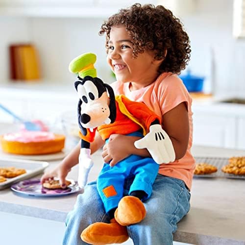DISNEY STORE Official Goofy Medium Soft Toy for Kids, Cuddly Character with Fuzzy Texture and Embroidered Details, Patched Trousers and Felt Teeth,Disney Plushy Suitable for All Ages.