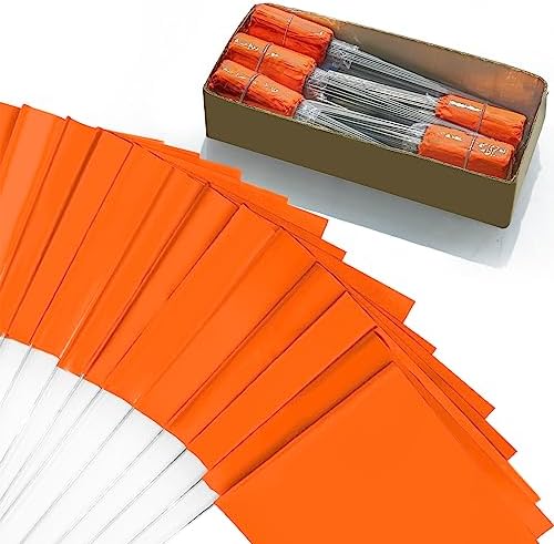 Zozen Marking Flags, Fluorescent Orange Color/1000 Pcs/15x4x5 Inch, Yard Flags for Lawn & Irrigation & Landscape & Sprinkler & Survey & Dog Training.