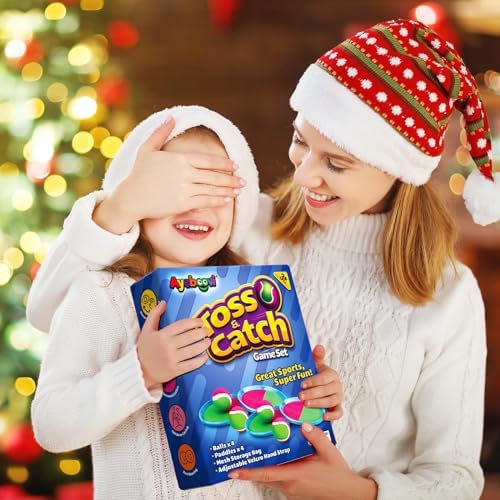 Ayeboovi Toss and Catch Paddle Ball Game Outdoor Beach Pool Sand Toys Outside Lawn Yard Games for 3 4 5 6 7 8 9 10 11 12 Year Olds Girls Boys Toys Birthday Gift (2 Paddles 2 Balls)