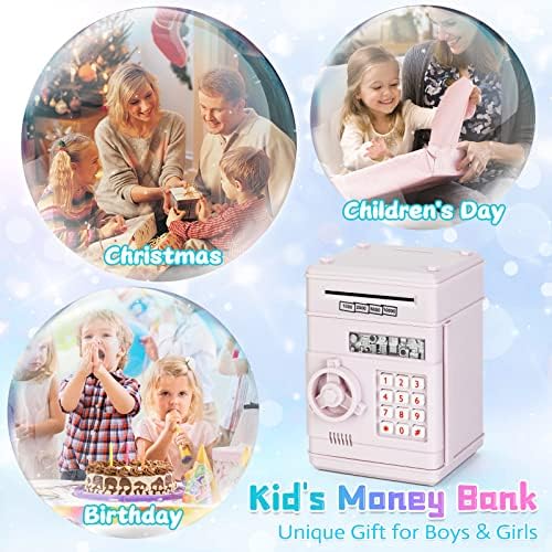 Refasy Piggy Bank Cash Coin Can ATM Bank Electronic Coin Money Bank for Kids Age 3-12, Money Savings Box Mini ATM Coin Bank Toys Gifts for 3 4 5 6 7 8 9 10 11 12 Year Old Boys Girls
