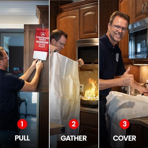 Prepared Hero Emergency Fire Suppression Blanket - 2 Pack, 40' x 40' Fiberglass Blanket for Kitchen and Home