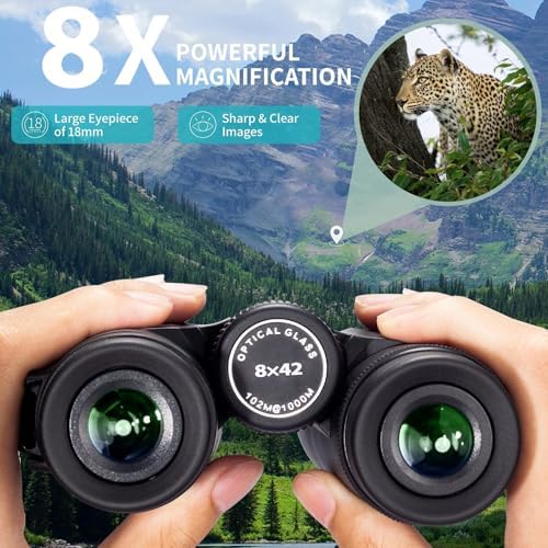 Gosky 8x42 Roof Prism Binoculars for Adults, HD Professional Binoculars for Bird Watching Travel Stargazing Hunting Concerts Sports-BAK4 Prism FMC Lens-with Phone Mount Tripod Strap Carrying Bag