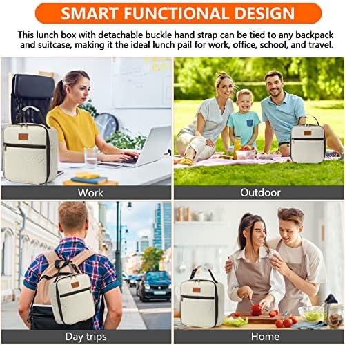 Lunch Bag for Women Insulated Lunch Bag For Men Adults Small Lunch Bag for Office Work - Leakproof Freezable Cooler Bag Reusable Portable Lunch Box (White)