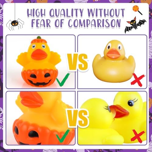 DMSKY 52 Pcs Halloween Rubber Ducks in Bulk, Ducks for Jeeps for Halloween Party Favors, Halloween Basket Stuffers, Gift Exchange, Treat Supplies Goodie Bag Fillers
