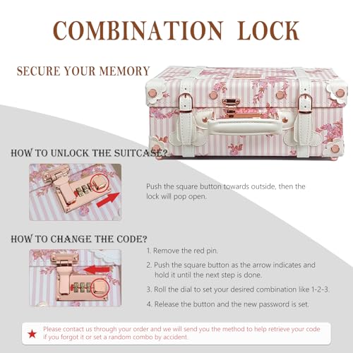 Unitravel Baby Keepsake Case, 13" Handmade Memory Storage Box, Newborn Keepsake Box, Vintage Suitcase for Baby Shower, Baptism, Naming Ceremony or Birthday (floral)