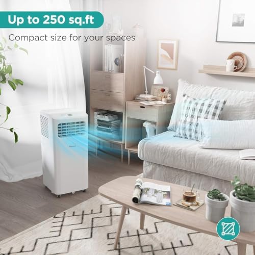 Hisense Portable Air Conditioner 6,000 BTU Cooling Dehumidifier Fan for Smaller Room up to 250 sq ft, Remote Control, White (Renewed)