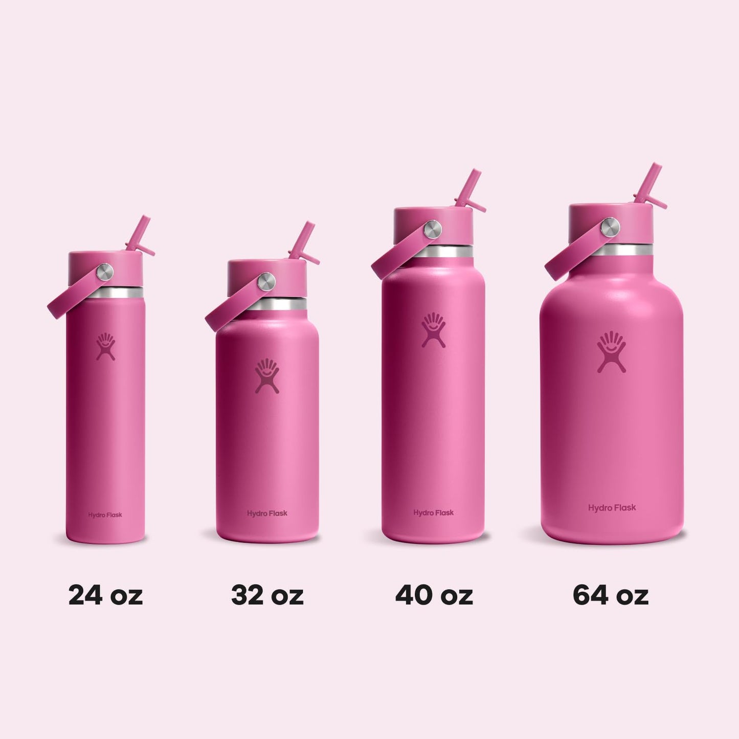 Hydro Flask Water Bottle - Insulated Stainless Steel - Wide Straw Lid, Non Spill, Leakproof in 40 Oz Reef Pink
