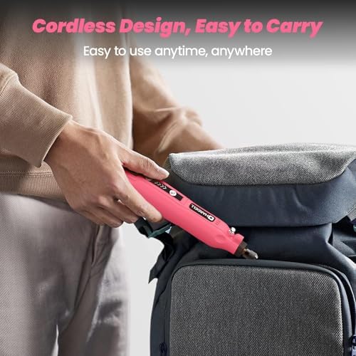 HARDELL Mini Cordless Rotary Tool, 5-Speed 3.7V Rechargeable Rotary Tool Kit with 61 Accessories, USB Charging Multi-Purpose DIY Tool for Sanding, Polishing, Drilling, Engraving, Woodworking