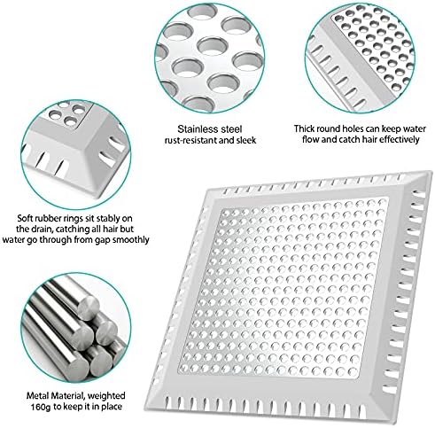 Shower Drain Hair Catcher/Drain Strainer/Shower Drain Cover for Bathroom Floor Drain, Stainless Steel and Silicone (Patented Product)
