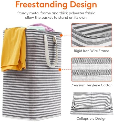 Lifewit 2 Pack Laundry Hamper Large Collapsible Laundry Baskets, Freestanding Waterproof Clothes Hamper with Easy Carry Handles in Laundry Room Bedroom Bathroom College Dorm for Adults, Black, 2 x 80L