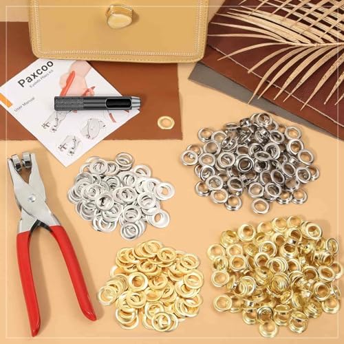 643Pcs Grommet Tool Kit 1/2 Inch(Inside Hole Size) Eyelet Kit with 320Pcs Eyelets Grommets, 320Pcs Washers, and Grommet Eyelet Pliers for Leather/Belt/Shoes/Crafts