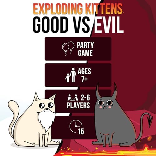 Exploding Kittens Good vs. Evil 2-5 Players - Ages 7+ - Inspired by Netflix Show - Party & Family Card Game for Kids & Adults