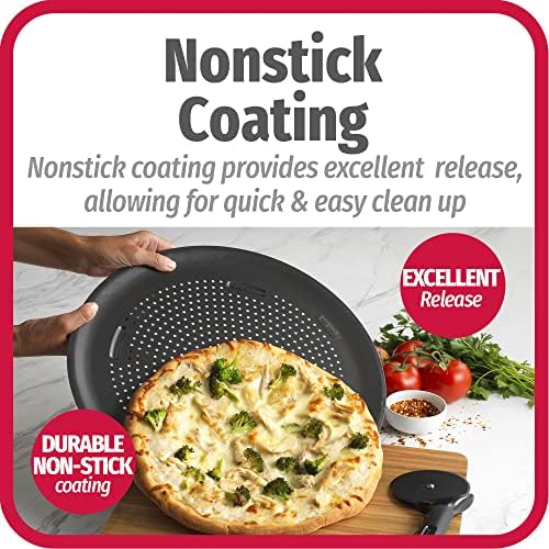 GoodCook AirPerfect Nonstick 16” Pizza Pan - Set of 2 - Pizza Trays for Oven, Perforated Round Pizza Pan, Carbon Steel Baking Pan, Homemade, Frozen & Leftover Slices