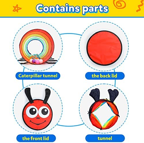 Moncoland Kids Play Tunnel for Toddlers, 6-ft Colorful Pop Up Crawl Through Tunnel Play Tent for Baby or Dog Cat, Collapsible Gift for Boy Girl Games Indoor Outdoor Toys