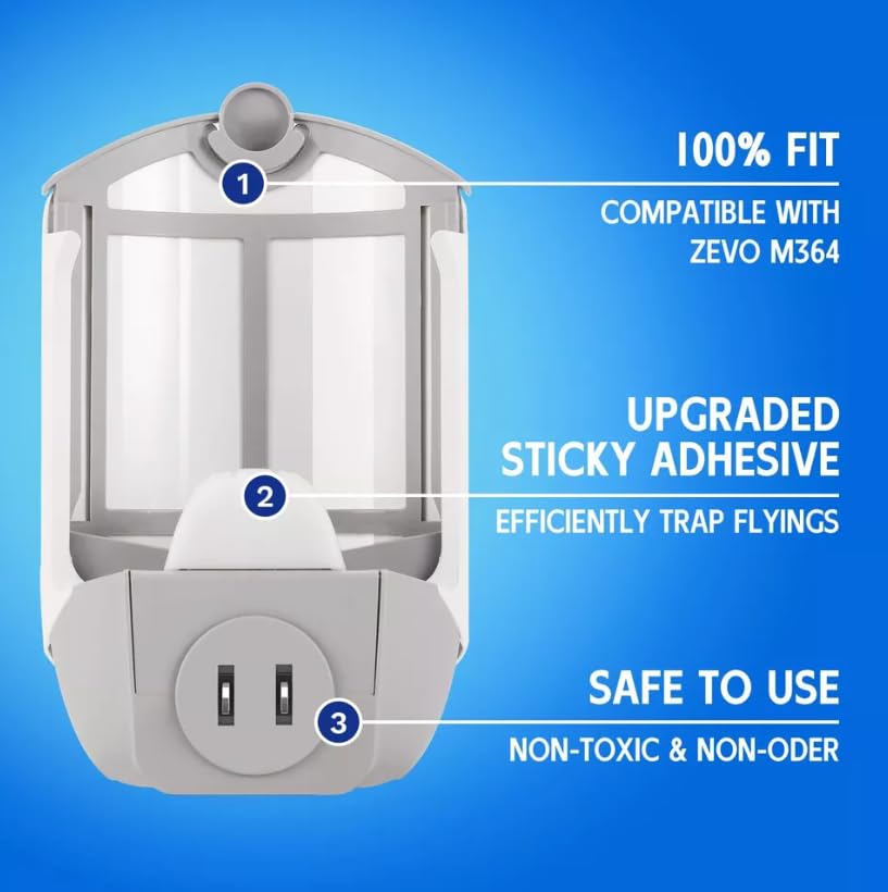Zevo Flying Insect Trap Refill Cartridges | Catches Flying Insects Permanently with Trap + Lock Technology - 4 Refill Cartridges