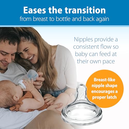 Dr. Brown's Natural Flow Anti-Colic Options+ Wide-Neck Baby Bottles 5 oz/150 mL,with Level 1 Slow Flow Nipple,4 Pack,0m+