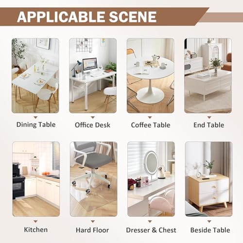 LovePads Clear Desk Mat 16 x 36 Inch, 1.5mm Thick Clear Table Protector, Waterproof Plastic Table Cover Protector, PVC Desk Protector Mat, Vinyl Desk Cover for Desktop, Coffee & Dining Table