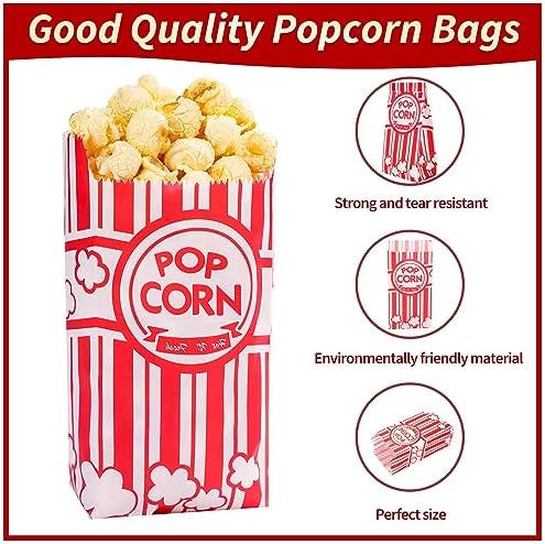VOISEN Paper Popcorn Bags,600 Pack 1oz Popcorn Bags Individual Servings, Popcorn Bag Bulk for Popcorn Machine,Movie Nights Pop Corn Bags