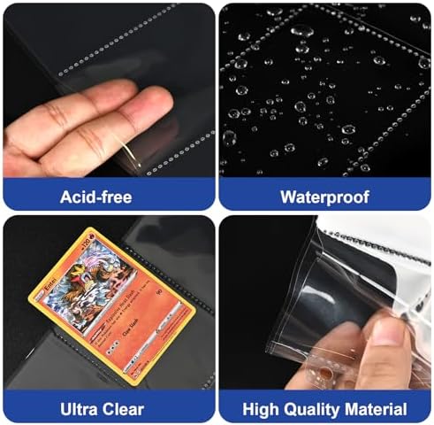 400 Pack 9 Pocket Double Side Card Sleeves Binder Sheets, Holds 7200 Cards, Trading Card Binder Sleeves for 3 Ring Binder, Card Sleeve Pages for Baseball, Football, Business, TCG, Kpop Cards