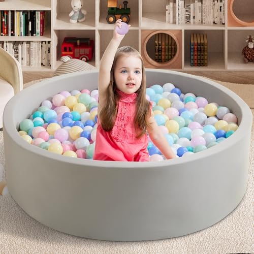 Ball Pit for Toddlers 47.24''x15.75'' Baby Ball Pit Soft Foam Ball Pits Round Lagre Kids Ball Pits Indoor and Outdoor Game Kids Play Ball Pool Ideal Gift for Children (Grey, NO Balls)