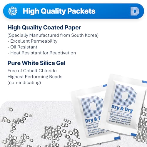 Dry & Dry Silica Gel Packets Silica Gel Desiccants - Rechargeable (Food Safe) Silica Gel Packets - White - 3000 Packets (5 Gram)