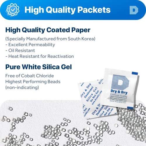 Dry & Dry Silica Gel Packets Desiccants - Rechargeable Silica Gel Packs, Desiccants Packets - 10000 Pack (1 Gram)