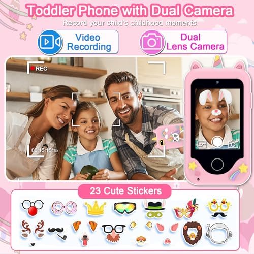 Kids Phone for Girls Boys, Touchscreen Toddler Smartphone Learning Toy, 3-10 Year Old Christmas Birthday Gift, Play Cell Phone With Camera, Games, Music, 8GB Card