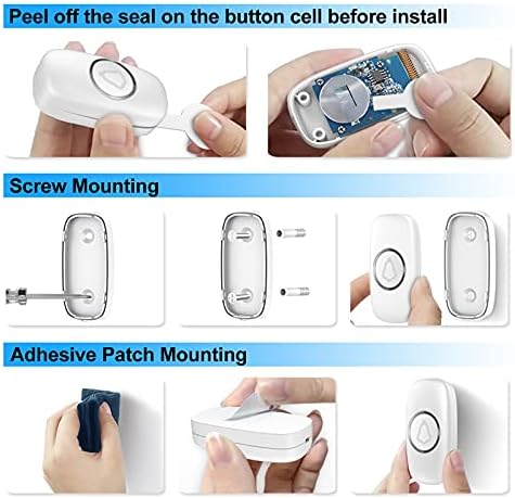 SECRUI Wireless Doorbell, Easy installation, Waterproof, Adjustable Volume, 58 Chimes, Colorful LED, 1000Ft Range, M520+F55, White