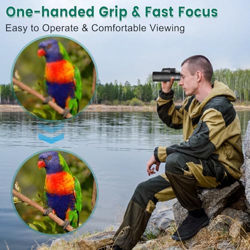 12x50 Monoculars for Adults High Powered, Monocular Compact with BAK4 Prism and FMC Lens, Clear Field of View, Monocular Telescope for Smartphone, Lightweight Monocular for Birdwatching Sports Travel