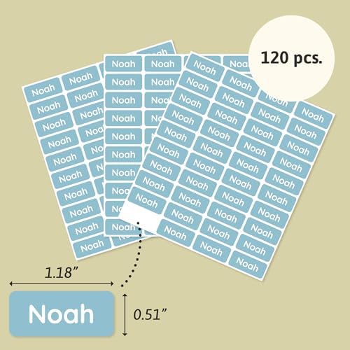 โ Personalized Name Labels for Kids (120) โ Waterproof & Durable Stickers for Clothing, School & Daycare Items - Solid Color