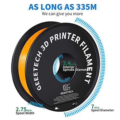 Geeetech Orange PLA 3D Printer Filament,PLA 3D Printer Filament 1kg Spool(2.2lbs) Dimensional Accuracy +/- 0.02mm, 3D Printing Filament Fits for Most FDM 3D Printers