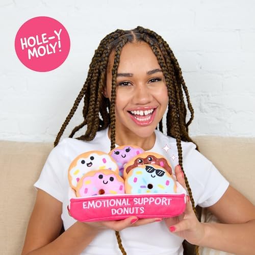 WHAT DO YOU MEME? Emotional Support Donuts by Relatable, Cuddly Stuffed Animals and Toys, Squishy Toys and Plushies, Great Ideas for Loved Ones of All Ages, Includes 5 Plushies with Carrying Basket