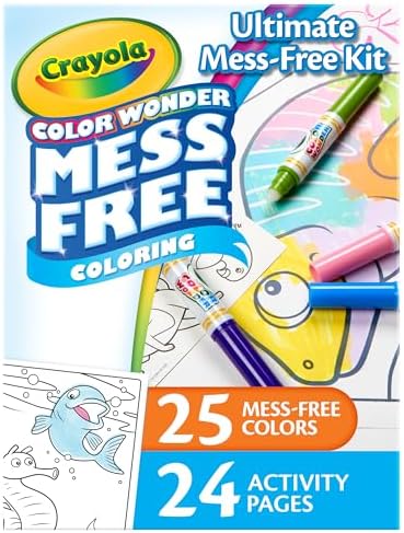 Crayola Color Wonder Mess Free Coloring Kit (50+ Pcs), Toddler Art Set, Mess Free Markers & Coloring Pages, Toddler Travel Activity, Gifts, 3+