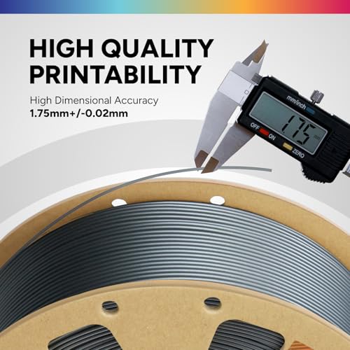 OVERTURE PLA Filament 1.75mm PLA 3D Printer Filament, 1kg Cardboard Spool (2.2lbs), Dimensional Accuracy +/- 0.02mm, Fit Most FDM Printer (Space Gray)