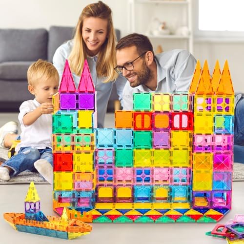 Magnetic Tiles,100PCS 3D Building Blocks, Magnets Building Set for Kids, Construction STEM Stacking Toys, Magnets Toy Gift for Toddlers, Boys and Girls