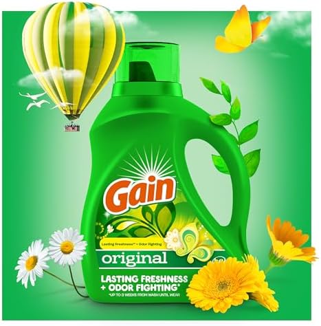 Gain Laundry Detergent Liquid Soap Plus Aroma Boost, Original Scent, HE Compatible, 90 Loads Total, 65 Fl Oz (Pack of 2), Gain Laundry Detergent, Liquid Laundry Detergent