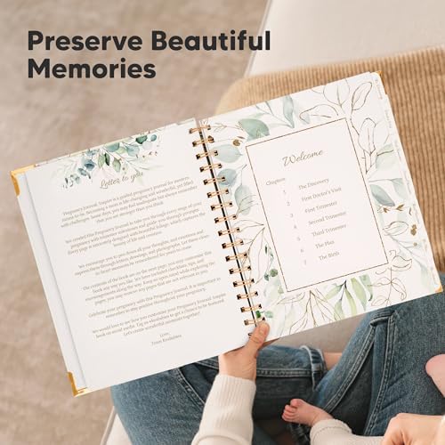 Pregnancy Journal for First Time Moms Gifts - 90 Pages Hardcover Pregnancy Memory Book, Beautiful & Cute Baby Book Keepsake, Ultrasound Baby Scrapbook, Mom To Be Gift (Alpine)
