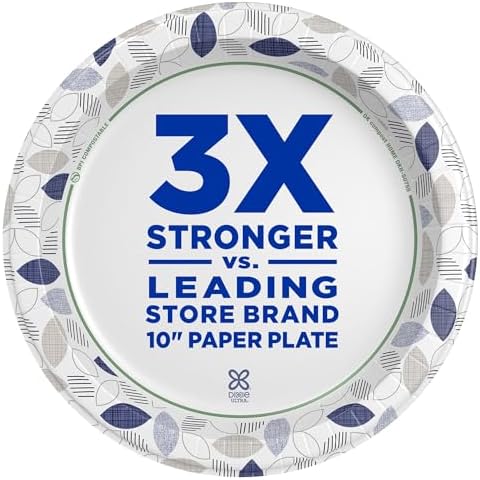 Dixie Ultra, Large Paper Plates, 10 Inch, 172 Count, 3X Stronger*, Heavy Duty, Microwave-Safe, Soak-Proof, Cut Resistant, Disposable Plates For Heavy, Messy Meals