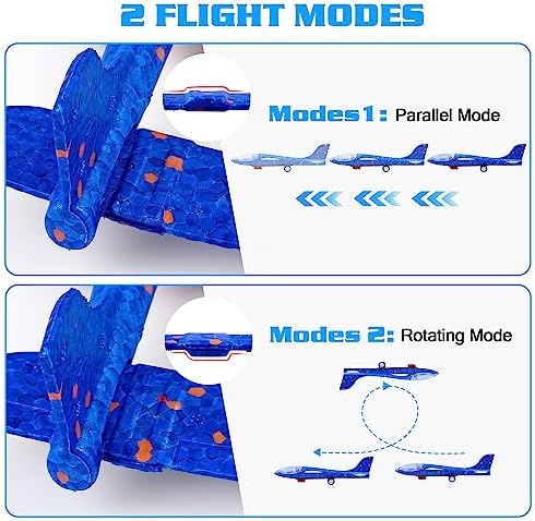 3 Pack Airplane Launcher Toys, 2 Flight Modes LED Foam Glider Catapult Plane, Outdoor Flying Toy for Kids, Birthday Gifts for Boy Girl 6+ Year Old, B-Day Party Supplies