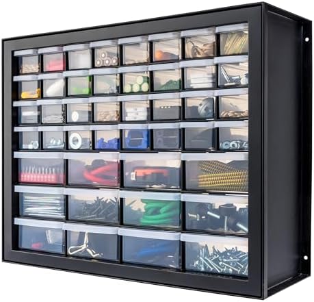 IRIS USA Screw Tool Organizer Small Parts Cabinet Chest, 44-Drawer Hardware Electronics Nuts Bolts Storage Drawers Organization Toolbox Garage Craft Business Teacher Beads Scrapbook Art Hobby - Black