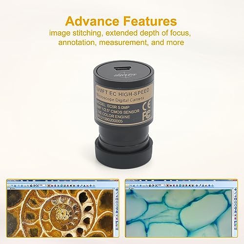 SWIFT SW380B Compound Binocular Microscope 40X-2500X, with 5MP USB Camera,Microscope Lens Adapter and 100 PCS Slide Kit