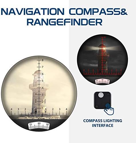 Waterproof Fogproof Military Marine Binoculars,Hooway 7x50 Binoculars with w/Internal Rangefinder & Compass for Navigation,Boating,Bird Watching(Blue)