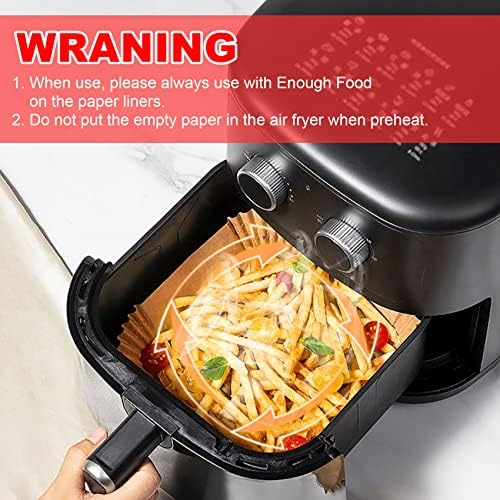 250 Pcs 8" Square Air Fryer Liners Disposable, Unbleached Parchment Paper Liners for Airfryer Basket, Non-Stick & Leakproof Baking Paper for Oven Roasting