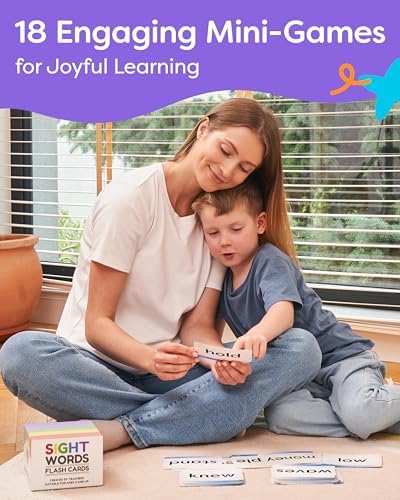 Sight Words Flash Cards Kindergarten to 4th Grade - 600 Words from Dolch's and Fry's Lists on Thick Durable Large Educational Cards with Sorting Corner and 18 Mini Learning Games