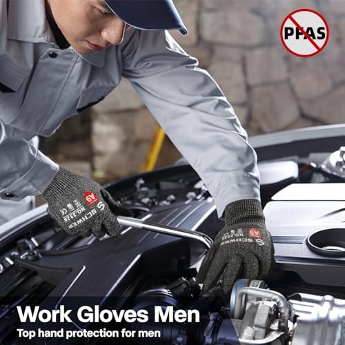 Schwer ProGuard Highest Level Cut Resistant Work Gloves PR3326 for Extreme Protection,ANSI A9 Cut Gloves with Reinforced Thumb, Non Slip, Breathable, Durable, Touch-screen, Non PFAS, Black 1 Pair(L)