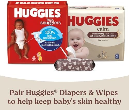 Huggies Calm Baby Wipes, Unscented, Hypoallergenic, 10 Push Button Packs (560 Wipes Total)