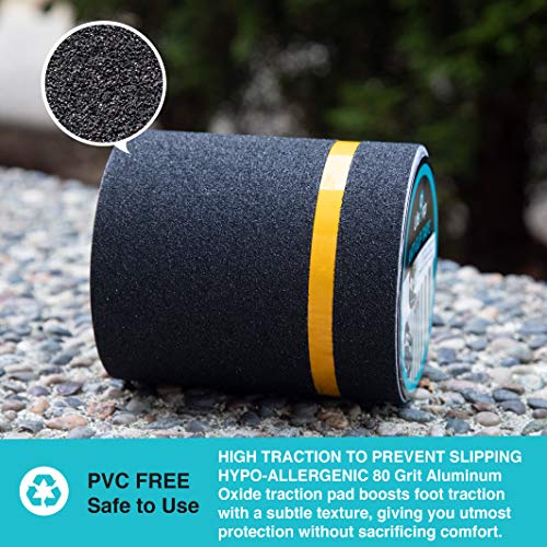 LifeGrip Anti Slip Traction Tape with Reflective Stripe, 6 Inch x 33 Foot, Best Grip Tape Grit Non Slip, Outdoor Non Skid Treads, High Traction Friction Abrasive Adhesive for Stairs Step (6" X33')