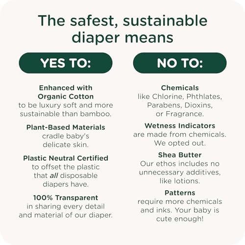 Our Diapers | EWG Verified Safe & Plant-Based Diapers | Leak Protection | Soft Organic Cotton Shell | Chlorine-Free Diaper for Sensitive Skin | Size 1 (7-14lbs) 70 Count
