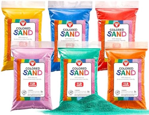 Hygloss Colored Sand for Crafts - 6 Assorted Colors Bags - 1 lb Vibrant Colorful Fine Sensory Play Sand Art Kits for Kids - Classroom Activities for Children 3 4 5 6 7 8 9 10 11 12 - Safe for Ages 3+