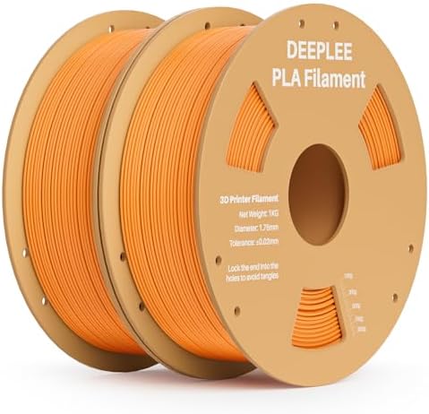 DEEPLEE PLA 1.75mm 3D Printer Filament, Dimensional Accuracy +/- 0.02mm, Neatly Wound, No Clogging, Vacuum Package, Fits for Most FDM 3D Printers, 2 Pack 1kg Orange